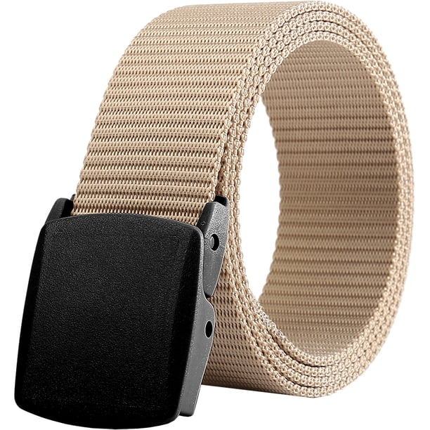 Cinturón para hombre, correa de nailon con hebilla de plástico transpirable para trabajo y viajes, 130cm, Tostado Trigo Beige