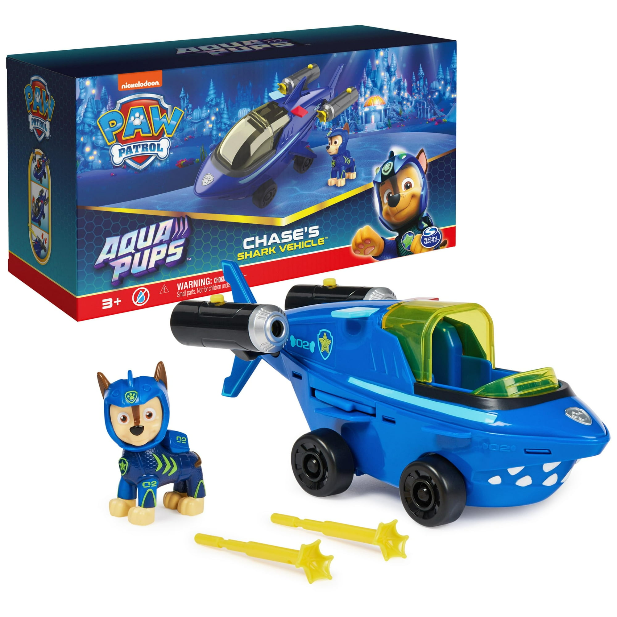 Toy Paw Patrol Aqua Pups Chase Con Vehículo Transforming Shark Paw Patrol Na
