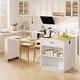thumbnail image 3 of K&K 82.7 inch Kitchen Island with Extendable Dining Table for 4-6 Person,Two-tone Kitchen Table with Double-sized Storage, Power Outlet, Kitchen island with Storage 2 Drawers 2 Side Open Shelves,White, 3 of 3