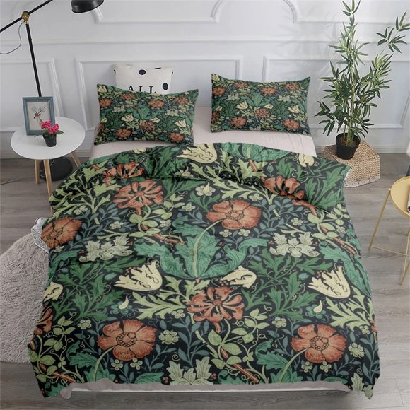 William Morris Neoclassical Floral And Birds Duvet Cover Set EU Double US Bed Linen Set