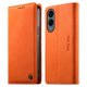 thumbnail image 1 of Funda Billetera de Cuero para [Samsung Galaxy S25 Edge], Bloqueo RFID, Tarjetas y Soporte Naranja, 1 of 5