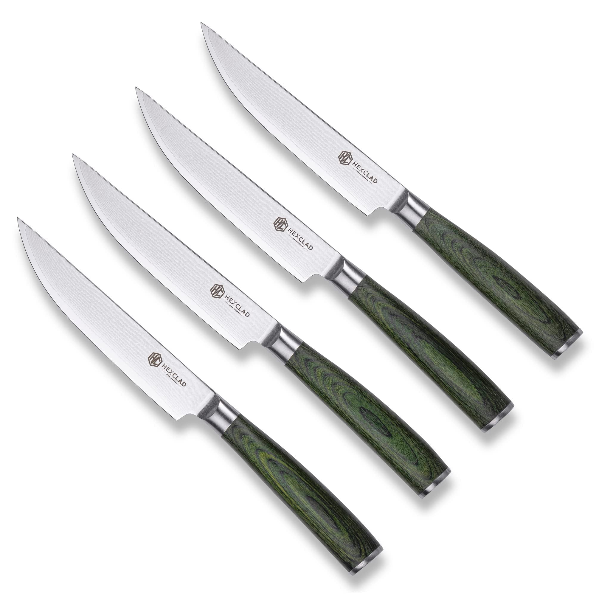 Juego De Cuchillos Para Carne Hexclad Damascus De Acero Inoxidable, 4 Piezas