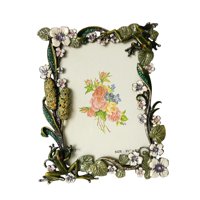 Magideal - Marco De Fotos Con Flores, Marco De Fotos De 3,5 X 5, Marco De Fotos Pequeño De Metal Adornado De 3,5 X 5 Para Exhibición De Mesa, Estantería, Galería