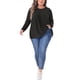 thumbnail image 2 of Agnes Orinda Conjuntos de Halloween Tops para Mujer de Talla Grande Blusas Elegantes de Manga Larga con Cuello Redondo Plisado Camisas Sueltas Casuales 3X Negro, 2 of 5