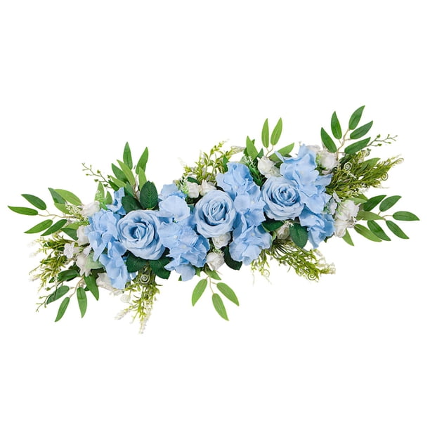 Archivo de la boda Arreglos de flores Ornamento rústico Decoración de botín de flores artificiales para antecedentes de bodas Vacaciones en el hogar azul