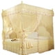 thumbnail image 2 of Cama de lujo estilo princesa con 3 aberturas laterales, cortina y dosel, mosquitera (amarillo M), 2 of 8