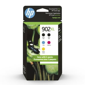 Cartuchos De Tinta Hp 902Xl Negro, Cian, Magenta Y Amarillo (Paquete De 5)