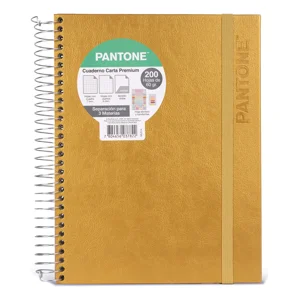 Cuaderno Premium Pantone Metalizado Carta Con Elástico 7Mm Dorado