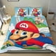 thumbnail image 1 of Super Mario Conjunto de sábanas temático, trío de piezas, cómodo y amigable con la piel, diseño único, regalo de decoración para el hogar para familiares, amigos y fans,173cm *218cm, 1 of 6