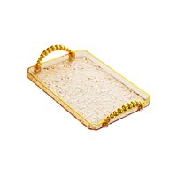 Bothyi - Bandeja Rectangular Para Servir, Organizador De Tocador De Baño Para Dormitorio, Mesita De Noche, Cocina, Borde Dorado Ámbar