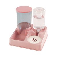 Magideal - Alimentador De Alimentos Y Dispensador De Agua Agua Automática De Mascotas, Desmontable, Para Gatos Interiores Gatitos Alimentos Y Tazón De Agua Tazón Rosa
