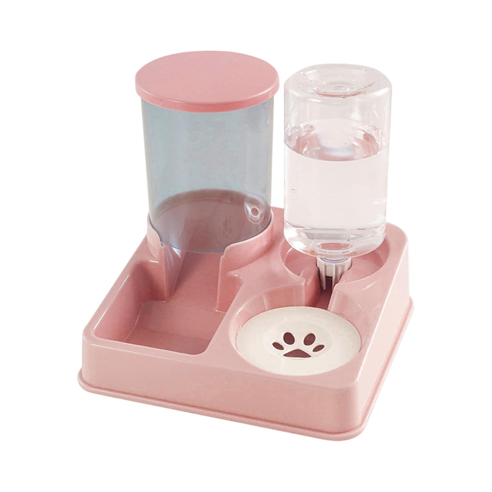 Magideal - Alimentador De Alimentos Y Dispensador De Agua Agua Automática De Mascotas, Desmontable, Para Gatos Interiores Gatitos Alimentos Y Tazón De Agua Tazón Rosa