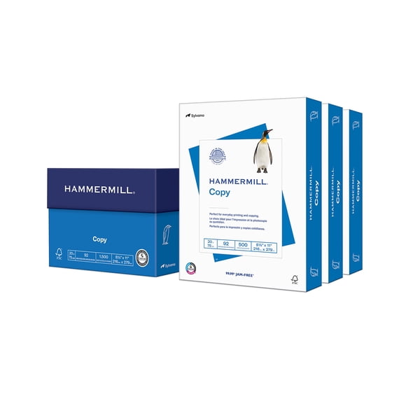 Impresora Paper Hammermill, copia de 20 libras, 8,5 x 11, 3 resmas, 1500 hojas