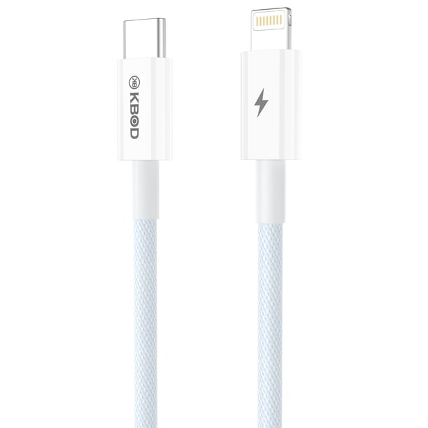Cable de Carga y Datos Para iPhone Trenzado De Nylon 1mt Kbod CBO15IP Azul Claro