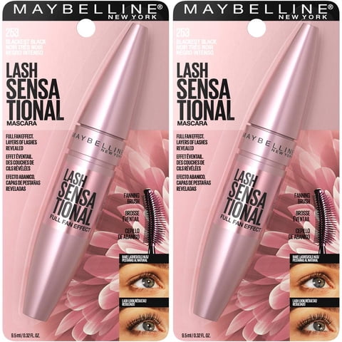 Maybelline New York - Mascara De Pestañas Maybelline Sensational Lavable Negro Intenso 2 X 9.5Ml