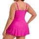 thumbnail image 4 of Agnes Orinda Traje de Baño de Una Pieza para Mujer Talla Grande con Control de Abdomen, Cuello en V, Traje de Baño Plisado con Falda para Playa y Piscina 1X Rojo Rosado, 4 of 8