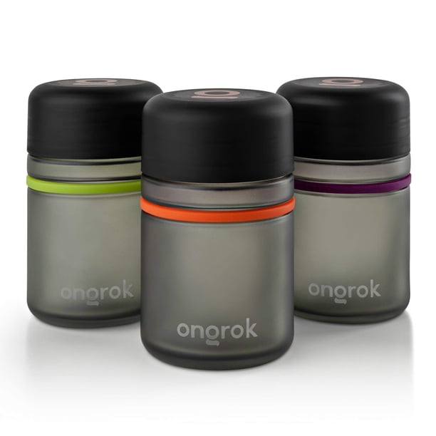 Frasco de vidrio ONGROK de 180 ml, paquete de 3 unidades de hierbas y especias UV con tapa