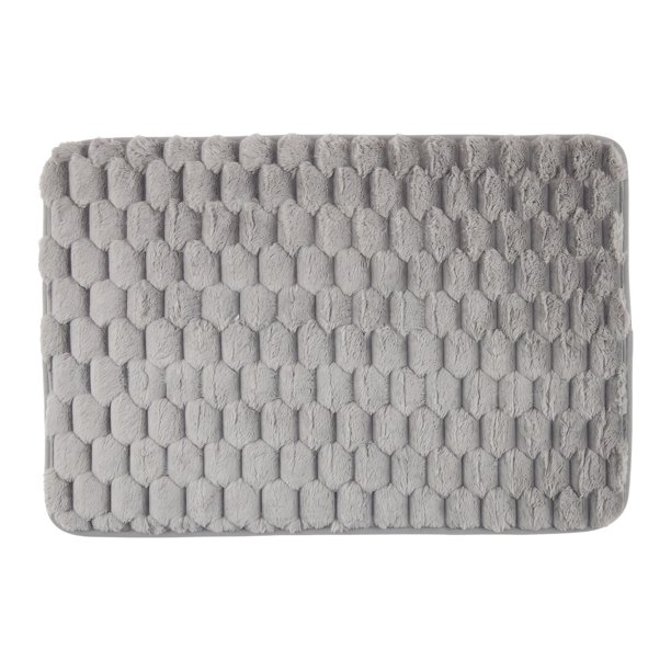 Alfombra de baño de lujo REGALWOVEN - Alfombra de baño de microfibra ultra suave y absorbente, antideslizante, lavable a máquina, alfombra de ducha peluda gris 32" x 20"