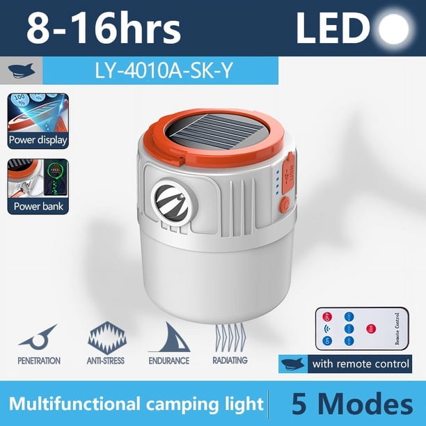 Smiling Shark Rechargeable Hanging Solar Camping Lamp - Perfect for Emergencies, Outdoor Adventures, and Car Repairs - Three Brightness Levels and Lightweight Design