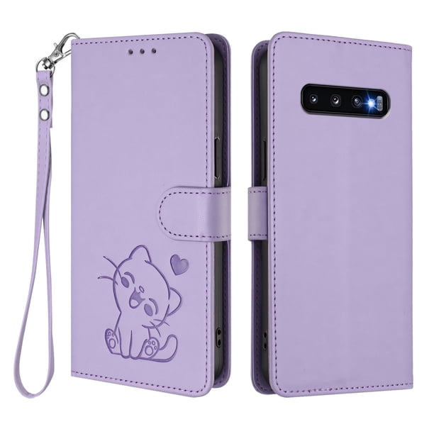 Funda Volteable tipo Billetera con Correa para Samsung Galaxy S10, Lila Claro