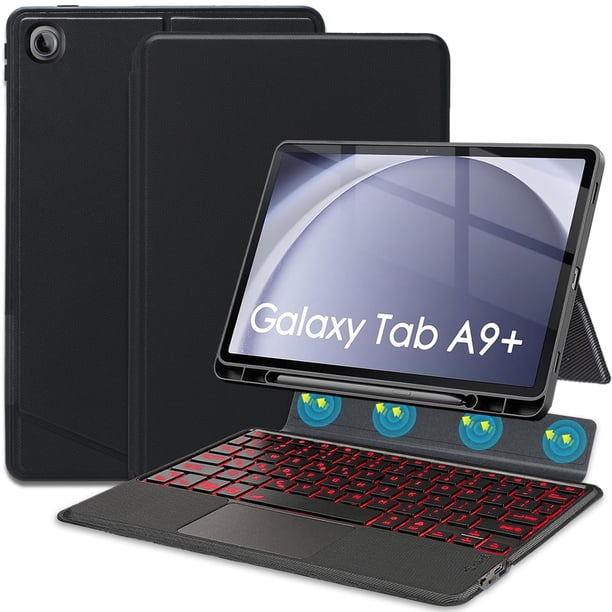 Funda de teclado Wineecy con panel táctil retroiluminado para Samsung Tab A9+ de 11 pulgadas