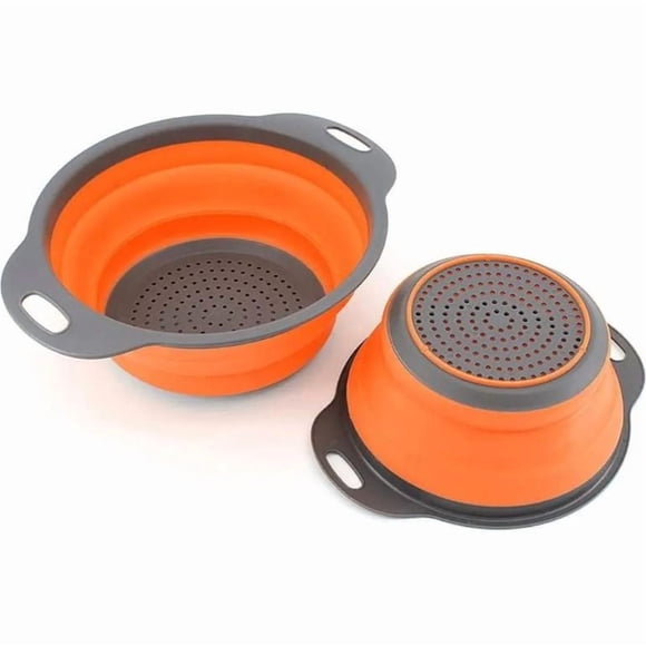 Colador plegable con cesta de drenaje Naranja