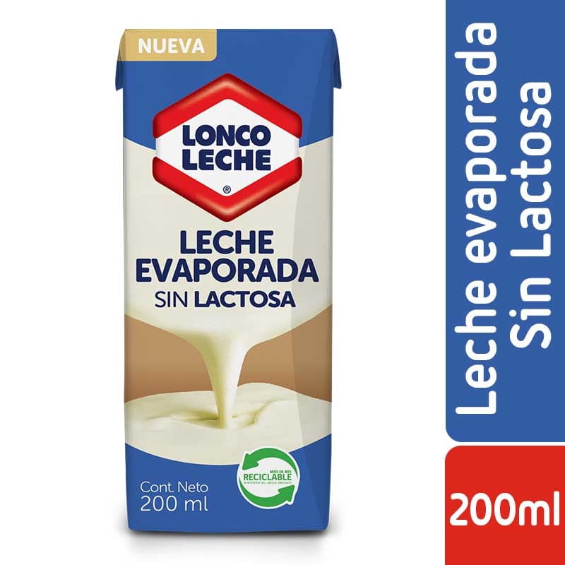 Leche Evaporada Sin Lactosa 200 ml Loncoleche
