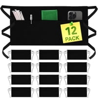 Green Lifestyle - Delantal Verde Lifestyle Server Cintura Con 3 Bolsillos, Paquete De 12, Negro