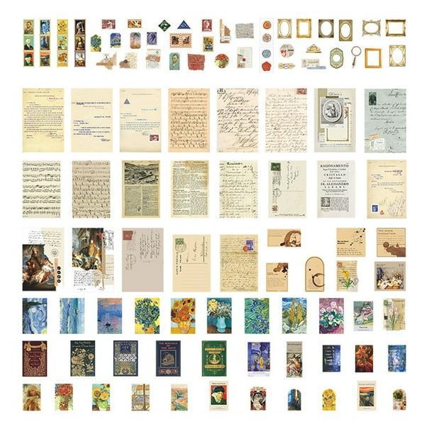 Paquete de 200 pegatinas vintage para scrapbooking, decoración retro, para diario, álbum y manualidades.