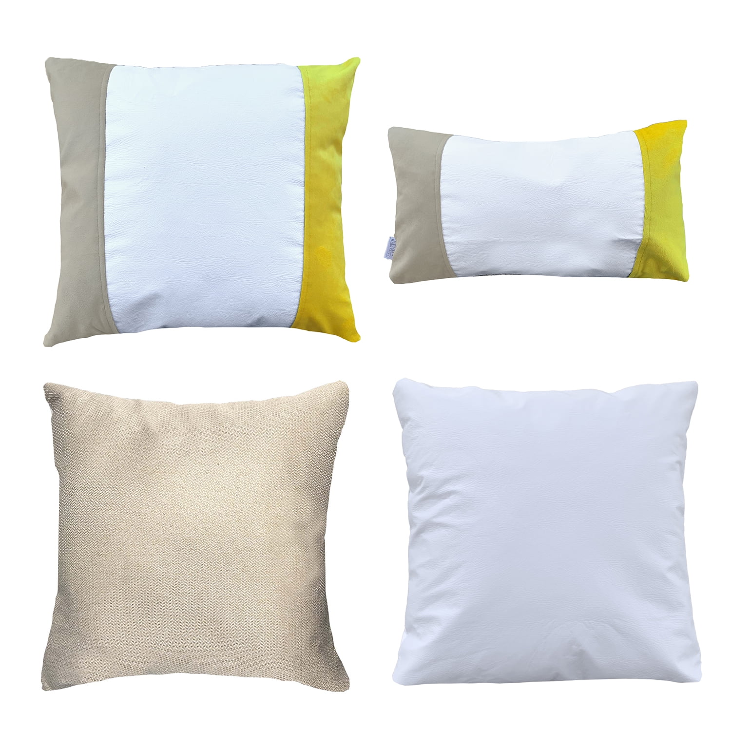 Elizabeth Peper - Pack 4 Fundas Cojin Decorativo Ecocuero Blanco Beige Amarillo 45x45