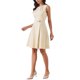 thumbnail image 4 of INSPIRA CHIC Vestidos de Trabajo para Mujeres Sin Mangas Elegante Cuello Plisado Largo a la Rodilla Vestido Línea A M Beige, 4 of 6