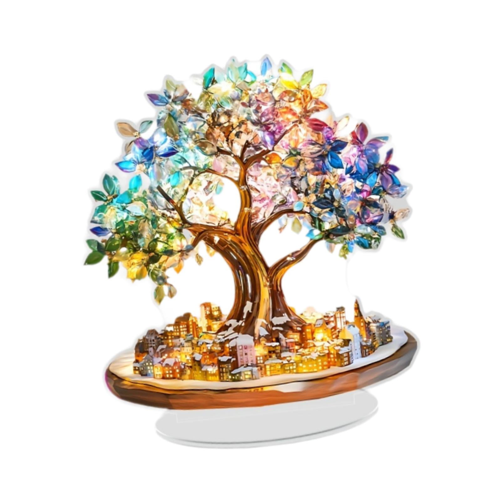 Magideal - Adorno De Árbol Colorido Para Escritorio, Centro De Mesa, Decoración De Mesa, Artesanía Plana 2d, Letrero Acrílico Novedoso, Decoración Para Sala De E