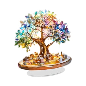 Magideal - Adorno De Árbol Colorido Para Escritorio, Centro De Mesa, Decoración De Mesa, Artesanía Plana 2D, Letrero Acrílico Novedoso, Decoración Para Sala De E