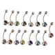 thumbnail image 3 of 15 piezas de moda joyería del cuerpo botón de bola de cristal ombligo ombligo anillo bar 18 g, 3 of 5