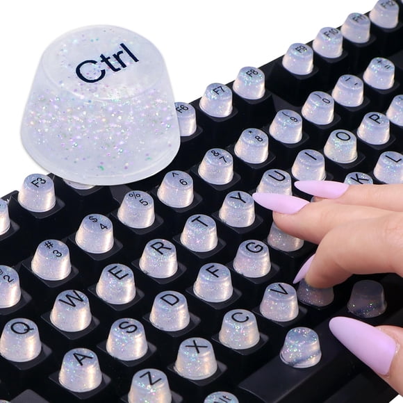 Pegatinas para Teclado con Botones Elevados y Brillo para Uñas Largas