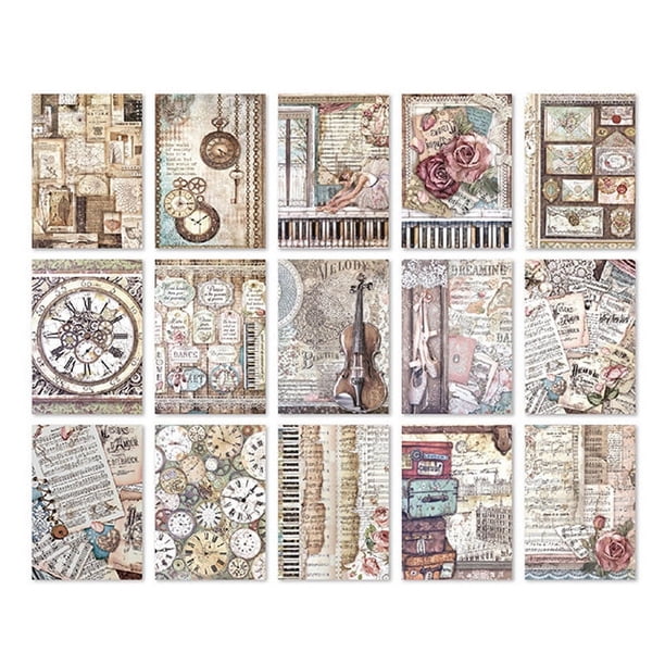 30pcs Vintage Flower Character Handmade Paper for Scrapbooking and Crafts
