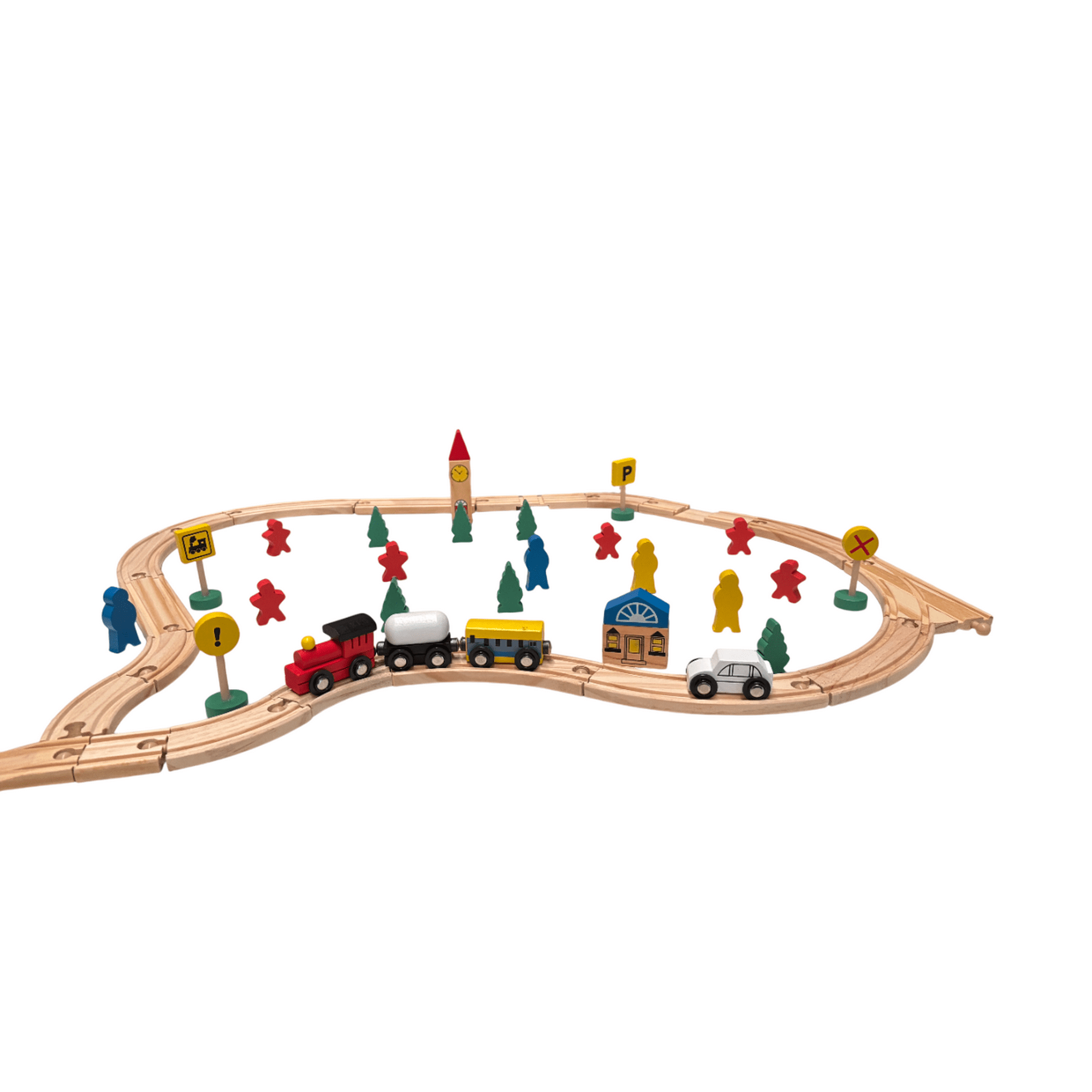 Jugueteria Estelar - Pista De Trenes De Madera 48 Piezas