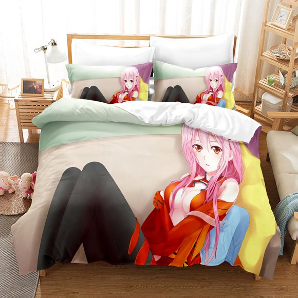 Guildy Crown Bedding Set Twin King Bed Set Aldalt Children's Bedroom Duvet Set ギルティクラウン (ゆずりは いのり/ YUZURIHA INORI)Bed Sheets