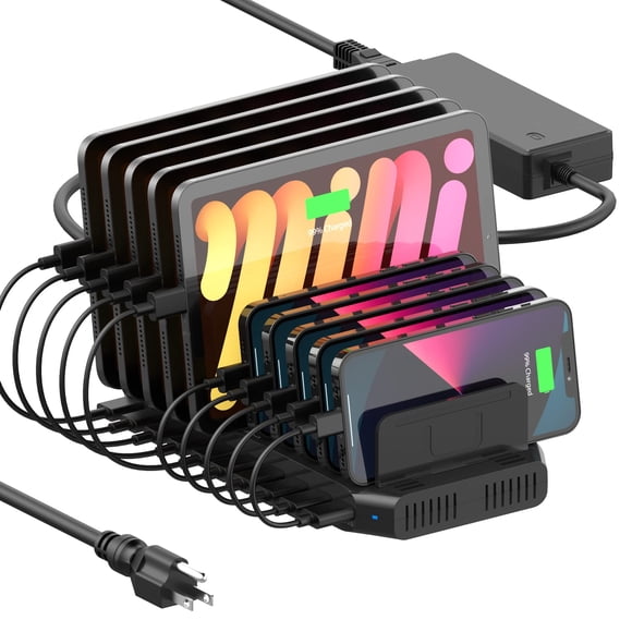 Estación de carga Alxum USB de carga rápida de 10 puertos con QC 3.0