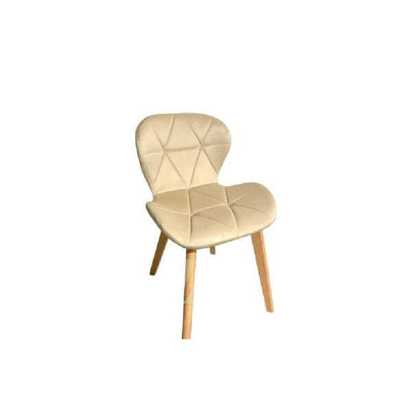 Silla Mariposa de Terciopelo Beige Estilo Mariposa con Patas de Madera