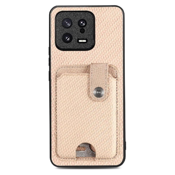 Funda Billetera Tejida para Xiaomi 13 con Soporte y Tarjetero Beige