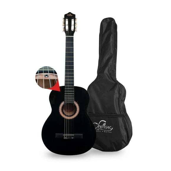 Guitarra Sevillana Negra 39 Pulgadas Con Alma Y Funda