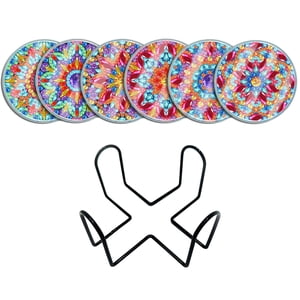 Magideal - Posavasos De Pintura Diy Con Mandala, Posavasos Para Bebidas, Manualidades Creativas, Posavasos Artísticos Hechos A Mano Para Adultos, Mesa De Comedor B