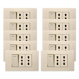 Want - Pack 10 Interruptor 1 912 16A Y Tomacorriente 2 16A - Dorado