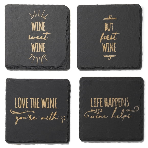 Juego de 4 pizarras Coasters American Atelier, absorbentes, 10 x 10 cm, color dorado