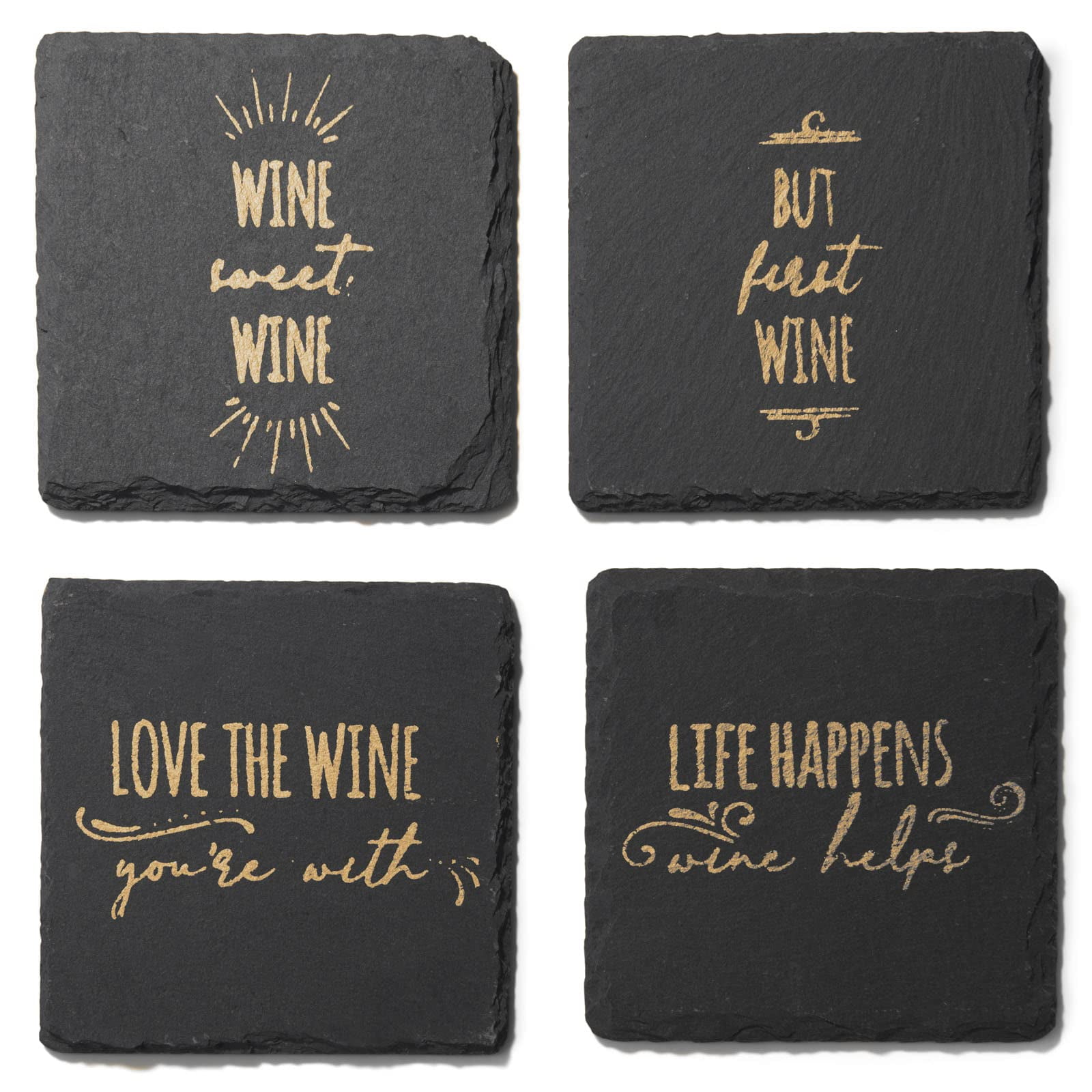 Juego De 4 Pizarras Coasters American Atelier, Absorbentes, 10 X 10 Cm, Color Dorado