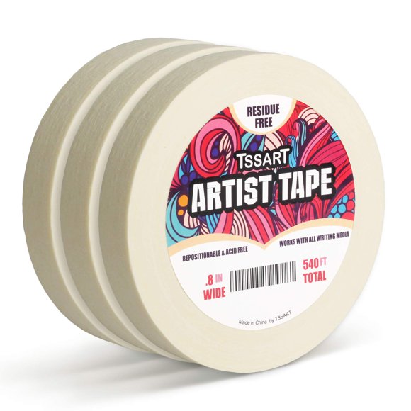 Cinta de artista TSSART 540 ft 2 cm paquete de 3 libre de ácido