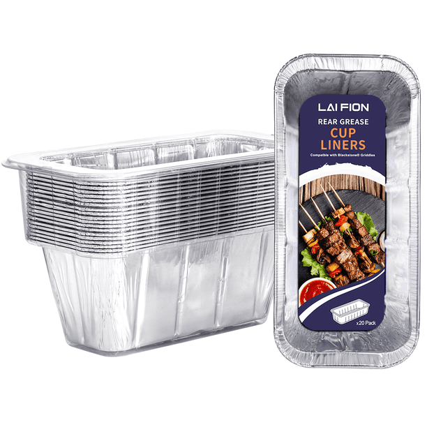 Keep Your Blackstone Griddle Clean with 20pcs Aluminum Foil Grease Cup Liners - Compatible with 28 & 36 & 30 & 22 & 17 Inch Griddles - Essential Blackstone Griddle Accessories