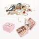 thumbnail image 2 of Caja de joyería de viaje REGALWOVEN con espejo, mini organizador de joyas portátil de cuero PU, estuche de almacenamiento y exhibición, color rosa E, 2 of 7