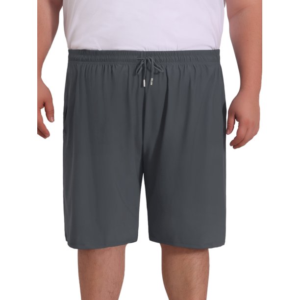 INSPIRE CHIC Pantalones Cortos Deportivos para Hombre Grandes y Altos con Bolsillos con Cremallera por Encima de la Rodilla y Cintura con Cordón 2XL Gris